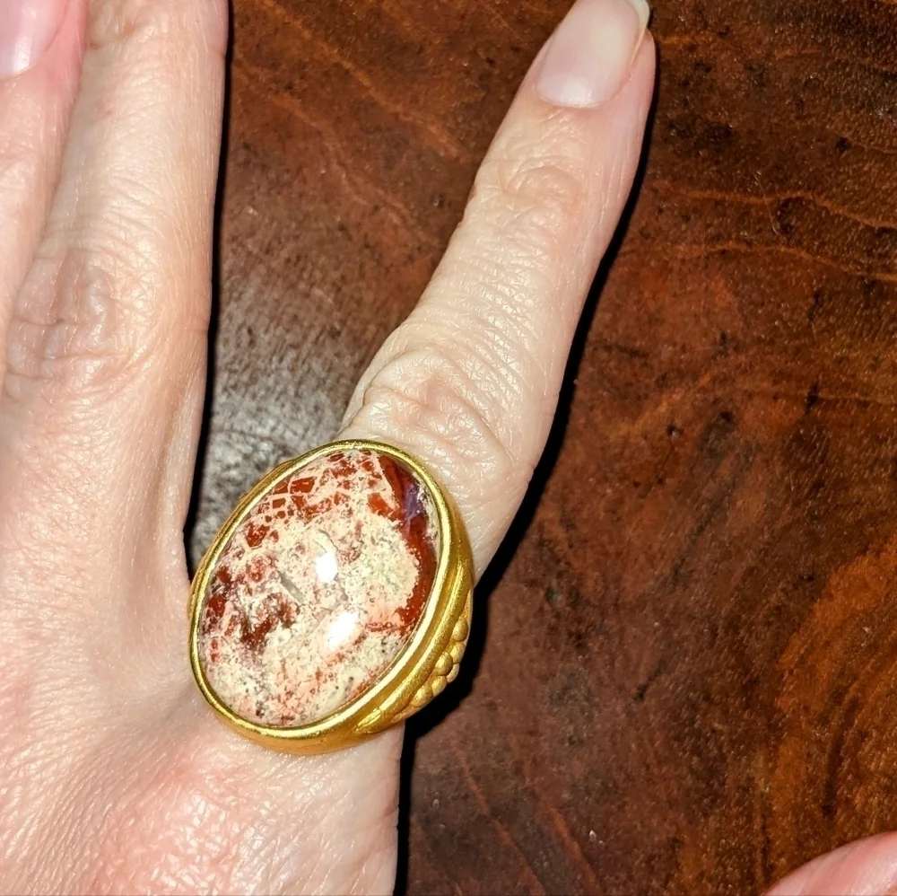 Leslie Block Marbled Gold Cocktail Ring